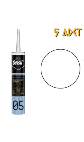 Selsil Mutfak Banyo Duşakabin Silikonu Beyaz 280 ml, 5 Adet