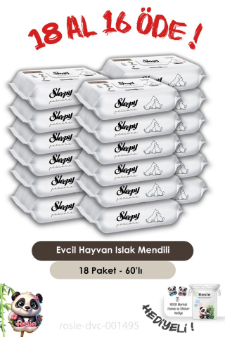 Sleepy 18 AL 16 ÖDE Petcare Evcil Hayvan Islak Havlusu 60'lı ve ROSIE