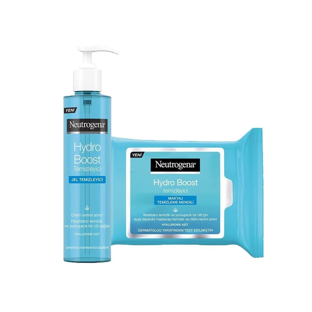 Neutrogena Hydro Boost Water Gel Temizleyici 200 ml ve Makyaj Temizleme Mendili 25' li