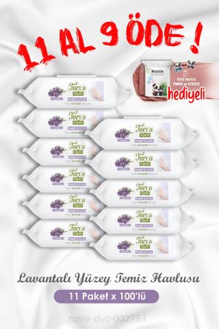 11 Al 9 Öde Lavantalı Yüzey Temizlik Havlusu 100'lü ve Rosie