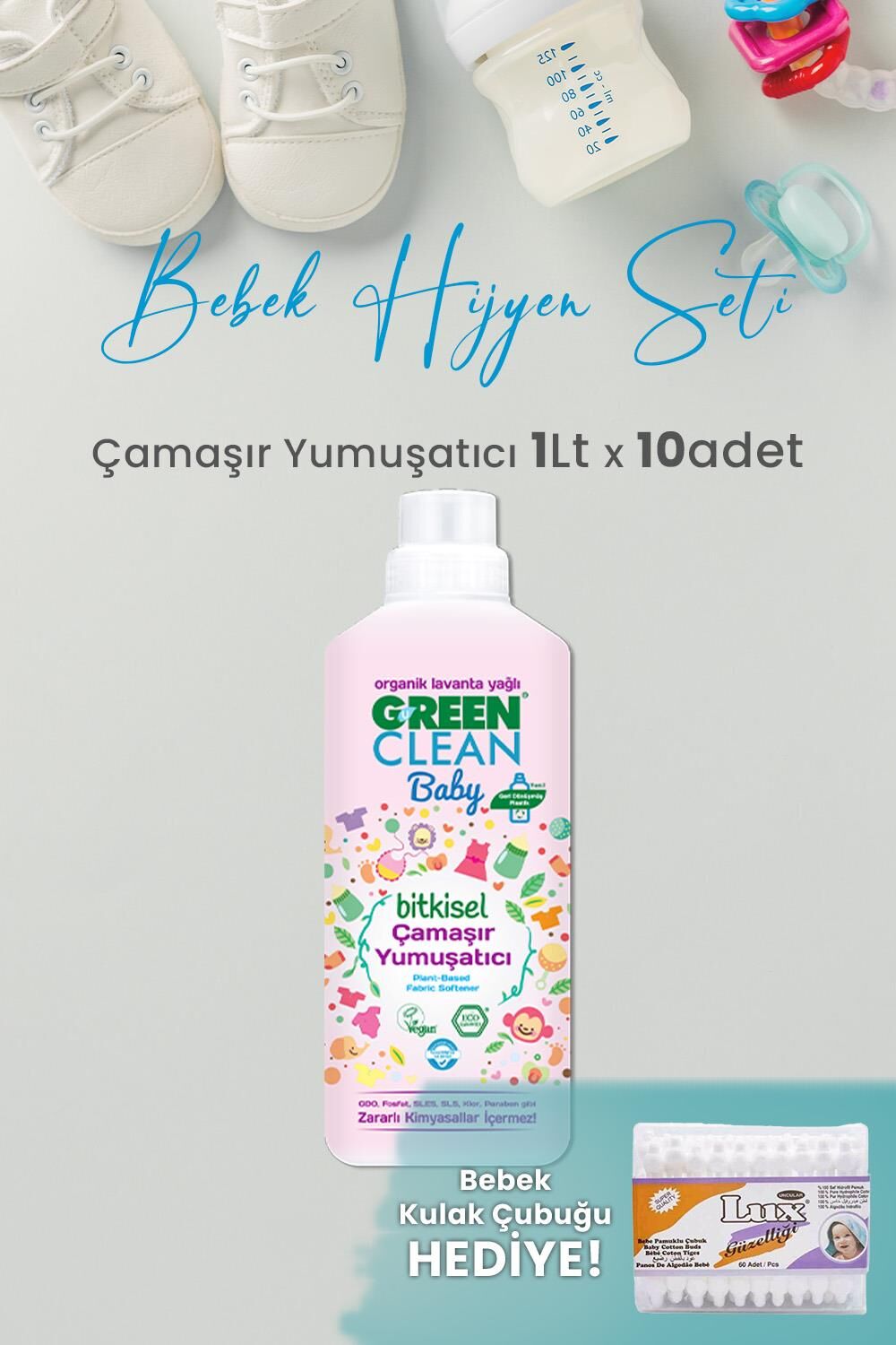 U Green Clean Baby Çamaşır Yumuşatıcı 1 L x 10 Adet ve Hediyeli