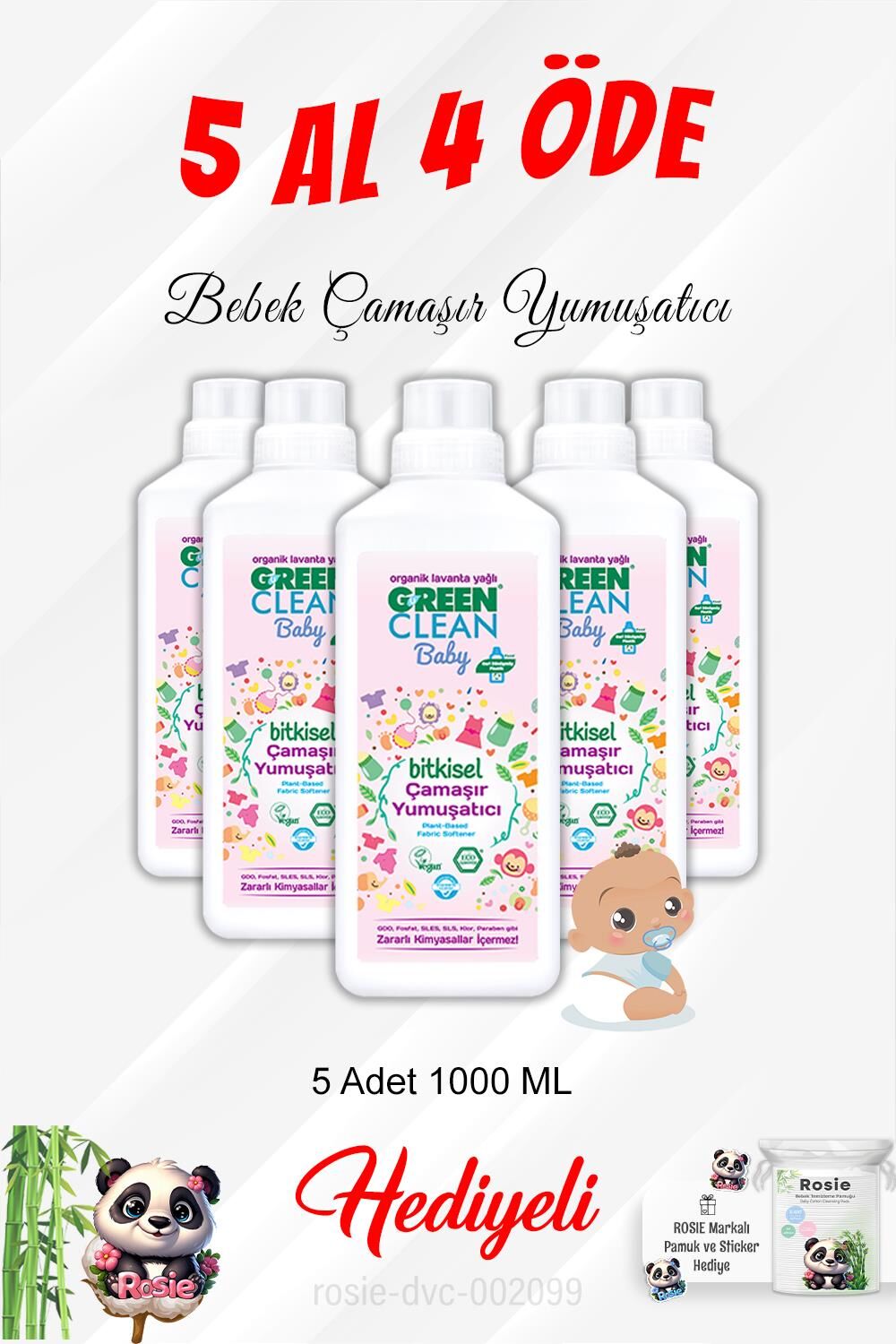 5 Al 4 Öde Bebek Çamaşır Yumuşatıcı 1000 ML ve Rosie Pamuk