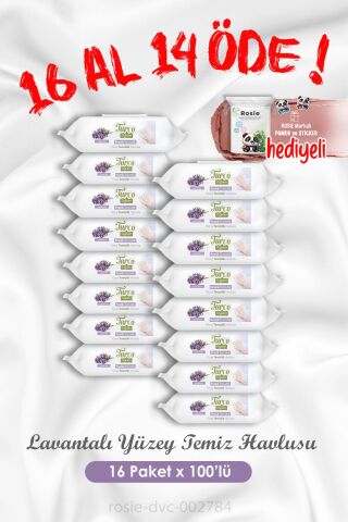 16 Al 14 Öde Lavantalı Yüzey Temizlik Havlusu 100'lü ve Rosie