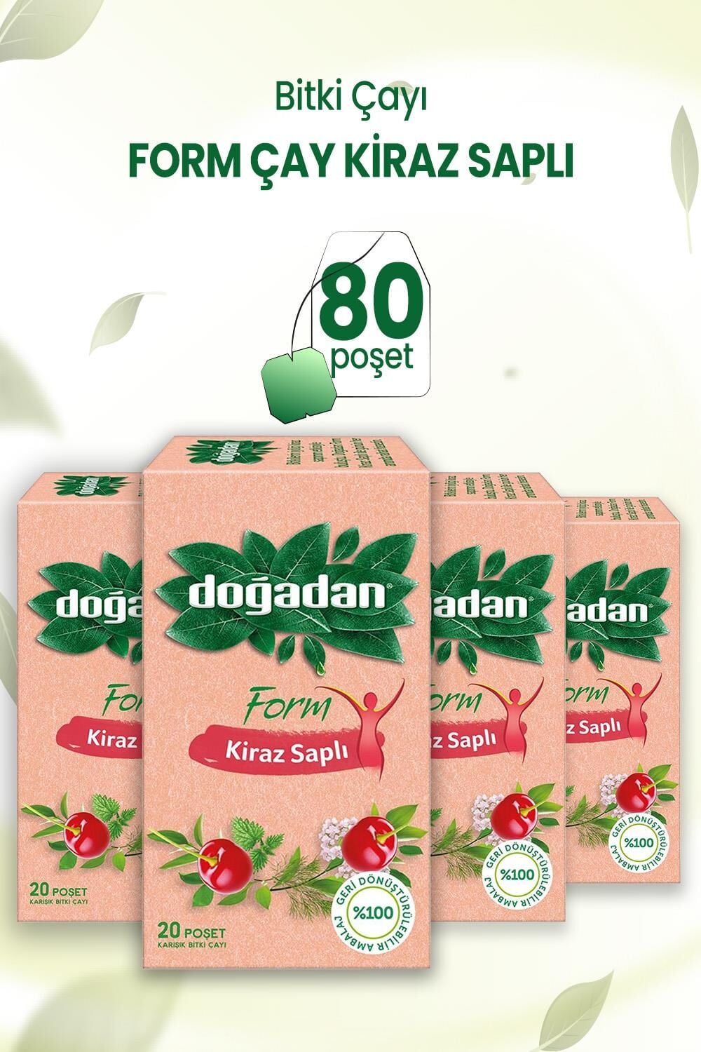 Doğadan Form Çay Kiraz Saplı 20'li x 4 Adet