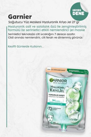Garnier Soğutucu Yüz Maskesi Hyaluronik Kriyo Jel 27 gr