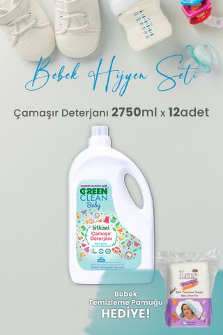 Green Clean Baby Bitkisel Çamaşır Deterjanı Lavanta Yağlı 2750 ml x 12 Adet ve Hediyeli