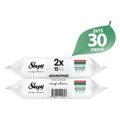 Sleepy Easy Clean Beyaz Sabun Katkılı Yüzey Temizlik Havlusu 100+50+2X15 (180 Yaprak)