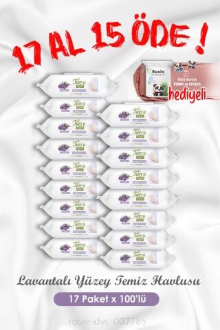 17 Al 15 Öde Lavantalı Yüzey Temizlik Havlusu 100'lü ve Rosie