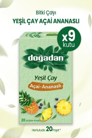 Doğadan Yeşil Çay Açai Ananaslı Bardak Poşet Çay x 9 Adet