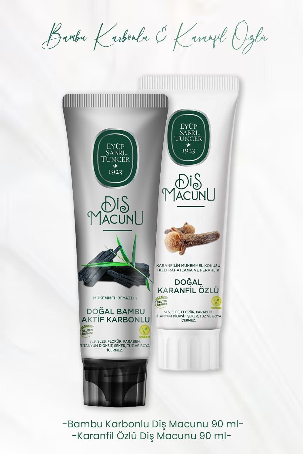 Eyüp Sabri Tuncer Diş Macunu Bambu Karbonlu 90 ml ve Karanfil Özlü 90 ml