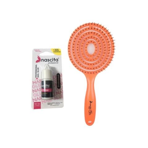 Nascita Tırnak Yapıştırıcısı Easy & Perfect ve Üç Boyutlu Saç Fırçası Turuncu