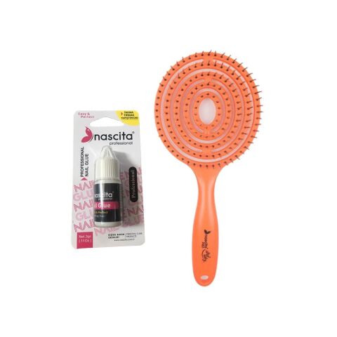 Nascita Tırnak Yapıştırıcısı Easy & Perfect ve Üç Boyutlu Saç Fırçası Turuncu