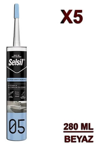 Selsil Duşakabin Silikonu Beyaz 280 ML, 5 Adet