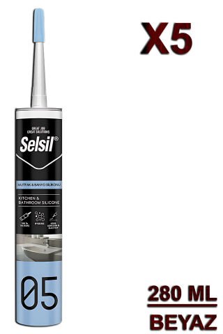 Selsil Duşakabin Silikonu Beyaz 280 ML, 5 Adet