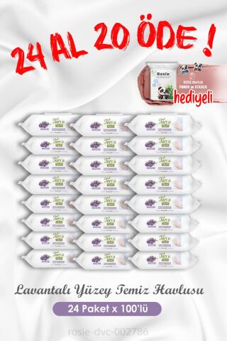 24 Al 20 Öde Lavantalı Yüzey Temizlik Havlusu 100'lü ve Rosie