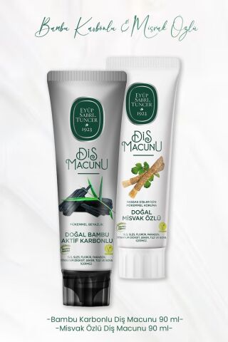 Eyüp Sabri Tuncer Diş Macunu Bambu Karbonlu 90 ml ve Misvak Özlü 90 ml