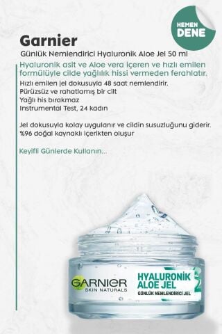 Garnier Günlük Nemlendirici Hyaluronik Aloe Jel 50 ml