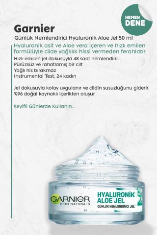 Garnier Günlük Nemlendirici Hyaluronik Aloe Jel 50 ml