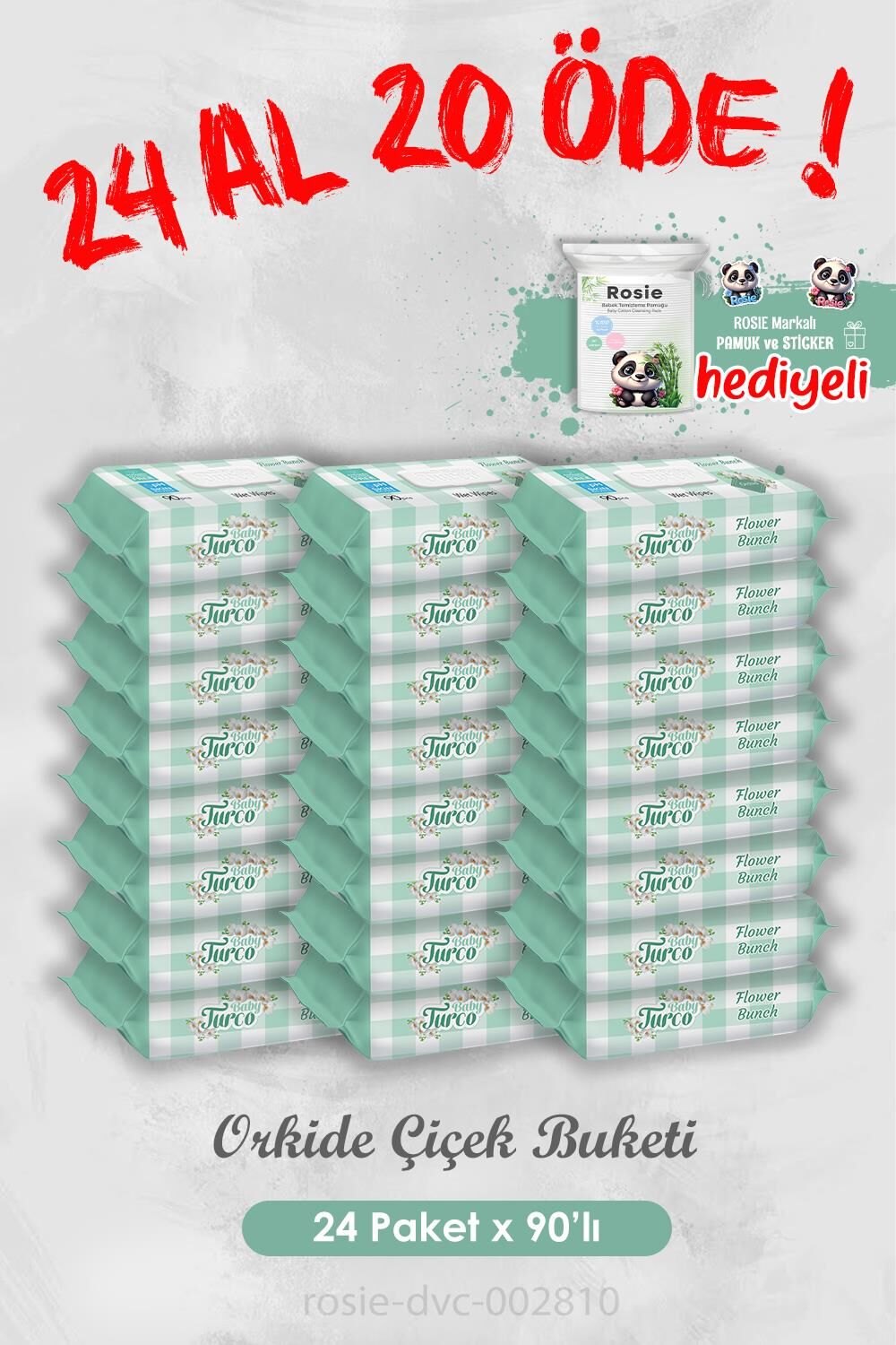 24 Al 20 Öde Islak Havlu Orkide Çiçek Buketi 90'lı ve Rosie