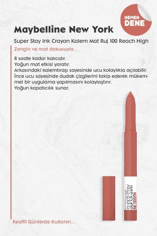 Maybelline New York Super Stay Ink Crayon Mat Kalem Ruj 100