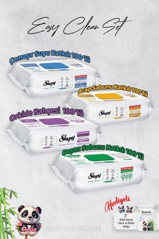 Sleepy  Çamaşır Suyu, Arap sabunu, Beyaz Sabun ve Orkide Yüzey Temizlik Havlusu ve Hediye Rosie