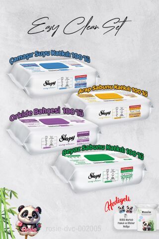 Sleepy  Çamaşır Suyu, Arap sabunu, Beyaz Sabun ve Orkide Yüzey Temizlik Havlusu ve Hediye Rosie