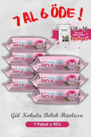 Bebek Islak Mendili Gül Kokulu 90 Yaprak 7 Al 6 Öde ve Rosie