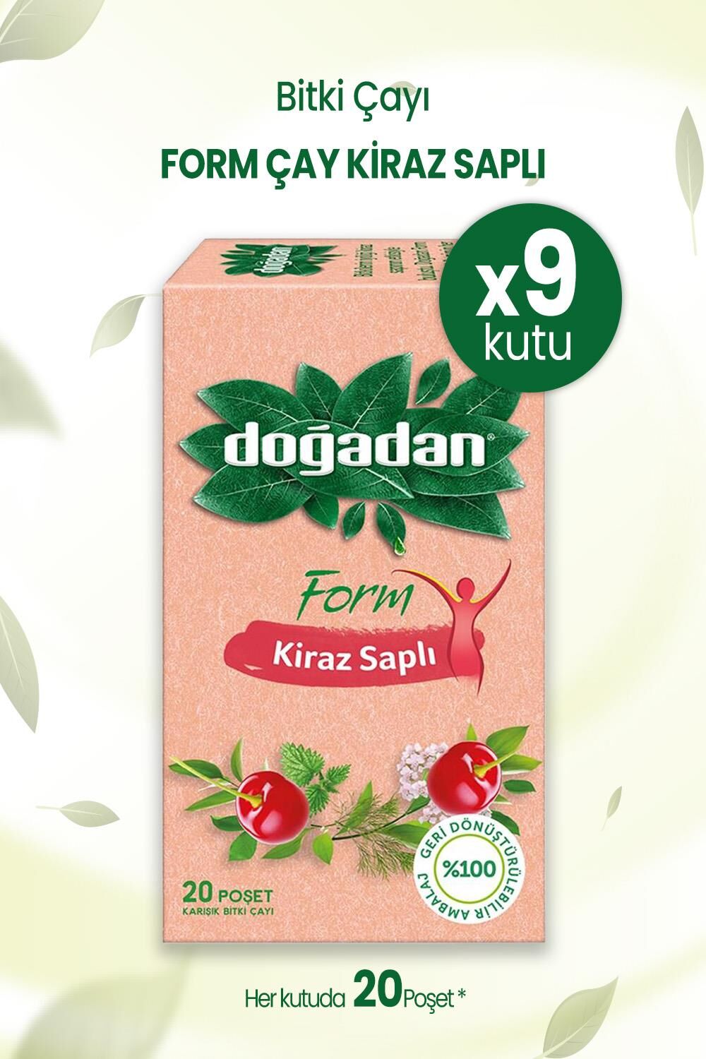 Doğadan Form Çay Kiraz Saplı 20'li x 9Adet