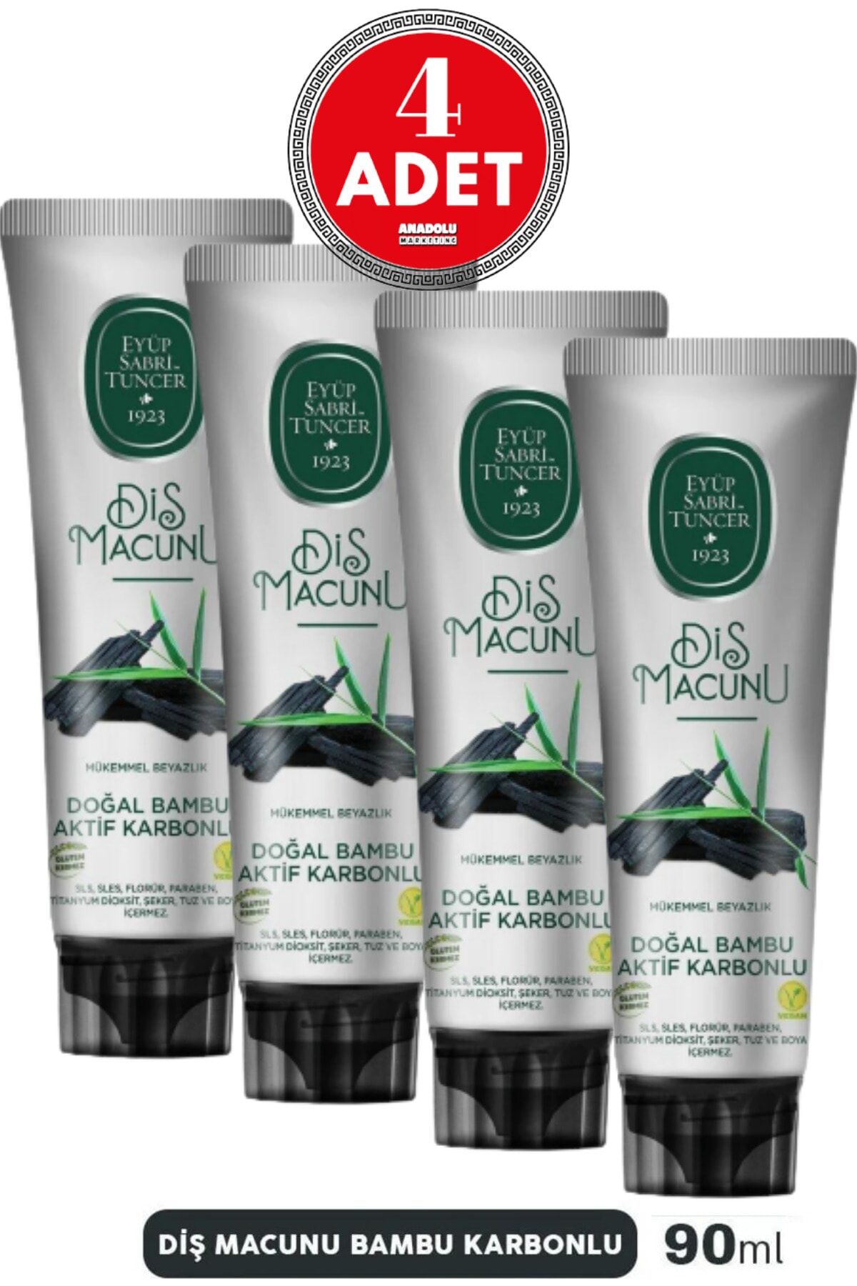 Eyüp Sabri Tuncer Diş Macunu Bambu Karbonlu 90 ml x 4 Adet