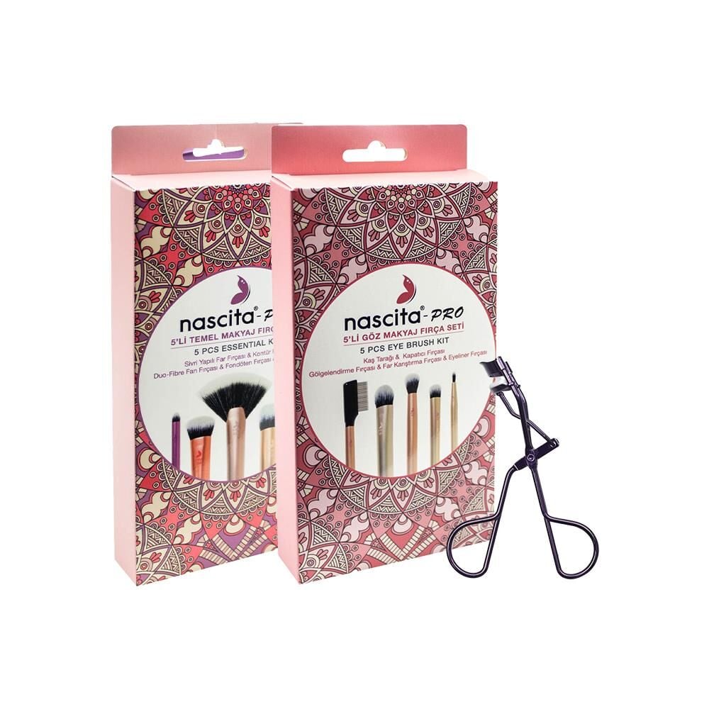 Nascita Kirpik Kıvırma Makinası, Göz Makyajı ve Temel Makyaj 5' li Fırça Seti