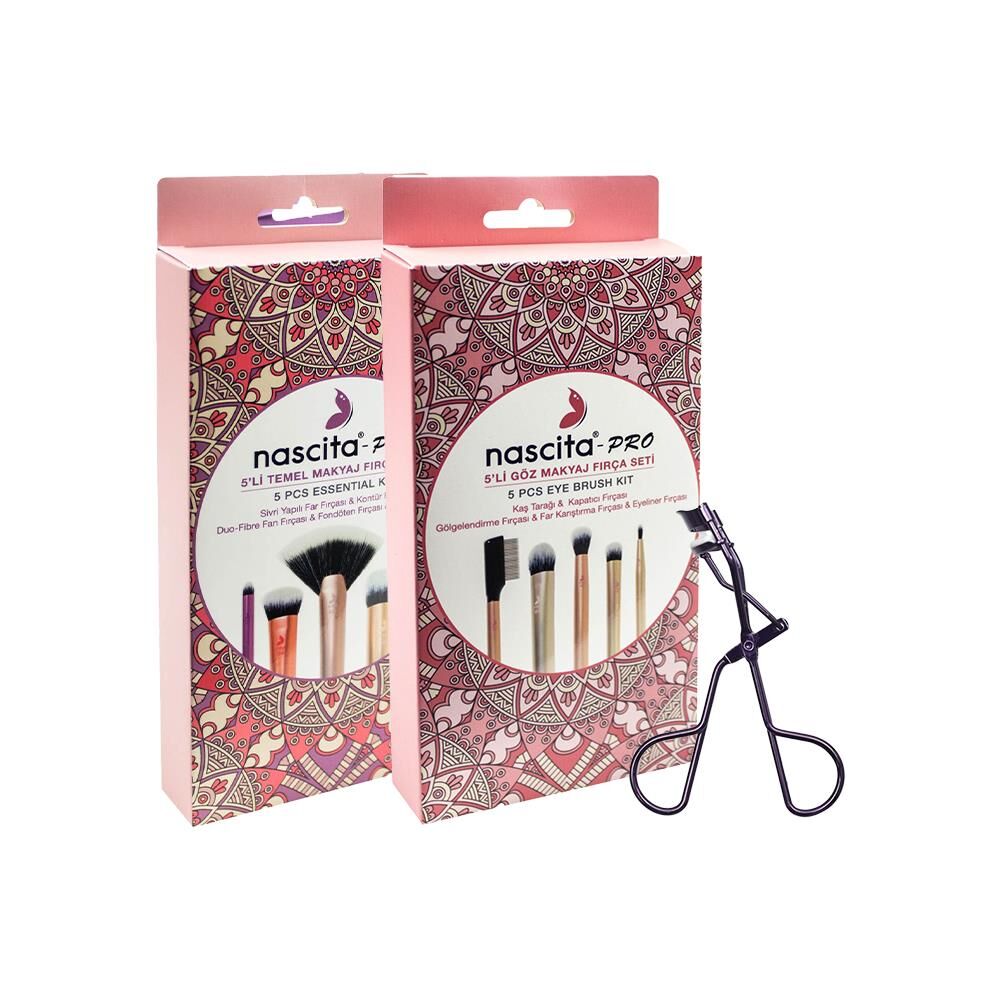 Nascita Kirpik Kıvırma Makinası, Göz Makyajı ve Temel Makyaj 5' li Fırça Seti