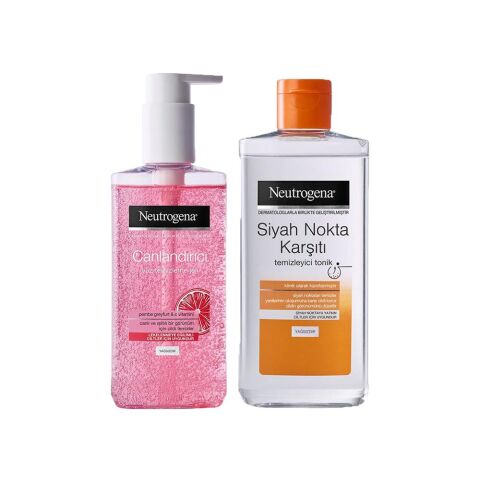 Neutrogena Yüz Yıkama Jeli Pembe Greyfurt 200 ml ve Siyah Nokta Temizleyici Tonik 200 ml