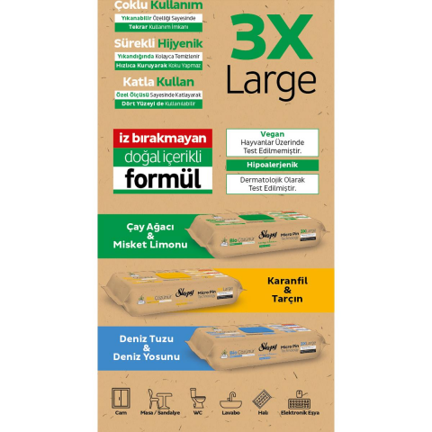 Sleepy 18 AL 16 ÖDE Bio Çözünür Çay Ağacı Ve Misket Limonu Yüzey Temizlik Havlusu 50'li ve ROSIE