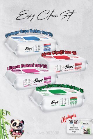 Sleepy  Çamaşır Suyu, Kiraz Çiçeği, Beyaz Sabun ve Lilyum Yüzey Temizlik Havlusu ve Hediye Rosie