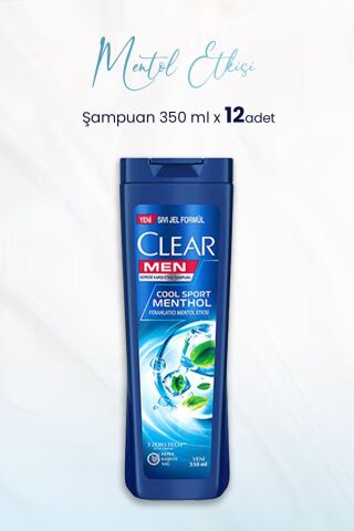 Clear Men Kepeğe Karşı Etkili Şampuan Ferahlatıcı Mentol Etkisi 350 ML x 12 Adet