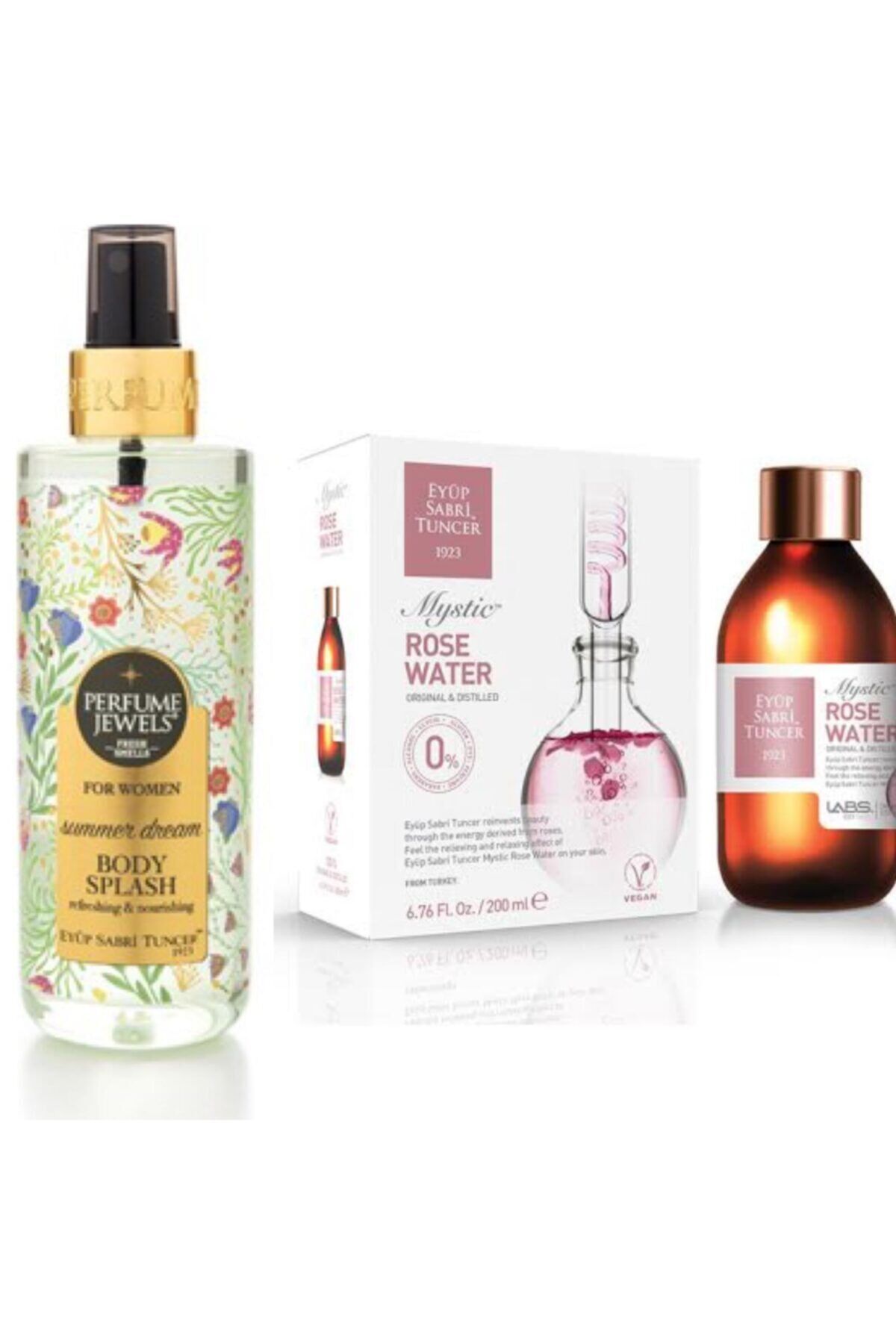 Eyüp Sabri Tuncer Mistik Gül Suyu Cam Şişe 200 ml ve Summer Drem Vücut Spreyi 250 ML