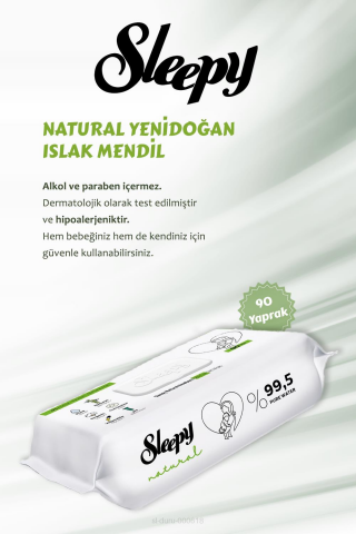 Sleepy 6 Adet  Natural Yenidoğan Islak Mendili 90 Adet,Bebek Örtüsü 10'lu ve ROSIE