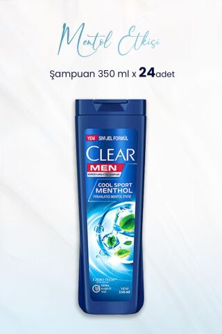 Clear Men Kepeğe Karşı Etkili Şampuan Ferahlatıcı Mentol Etkisi 350 ML x 24 Adet