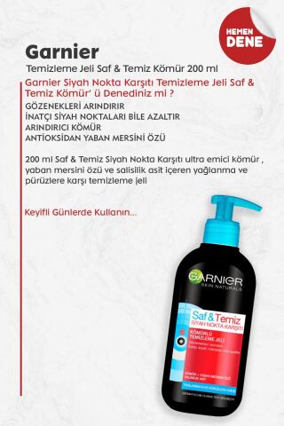 Garnier Siyah Nokta Karşıtı Temizleme Jeli Saf & Temiz Kömür 200 ml