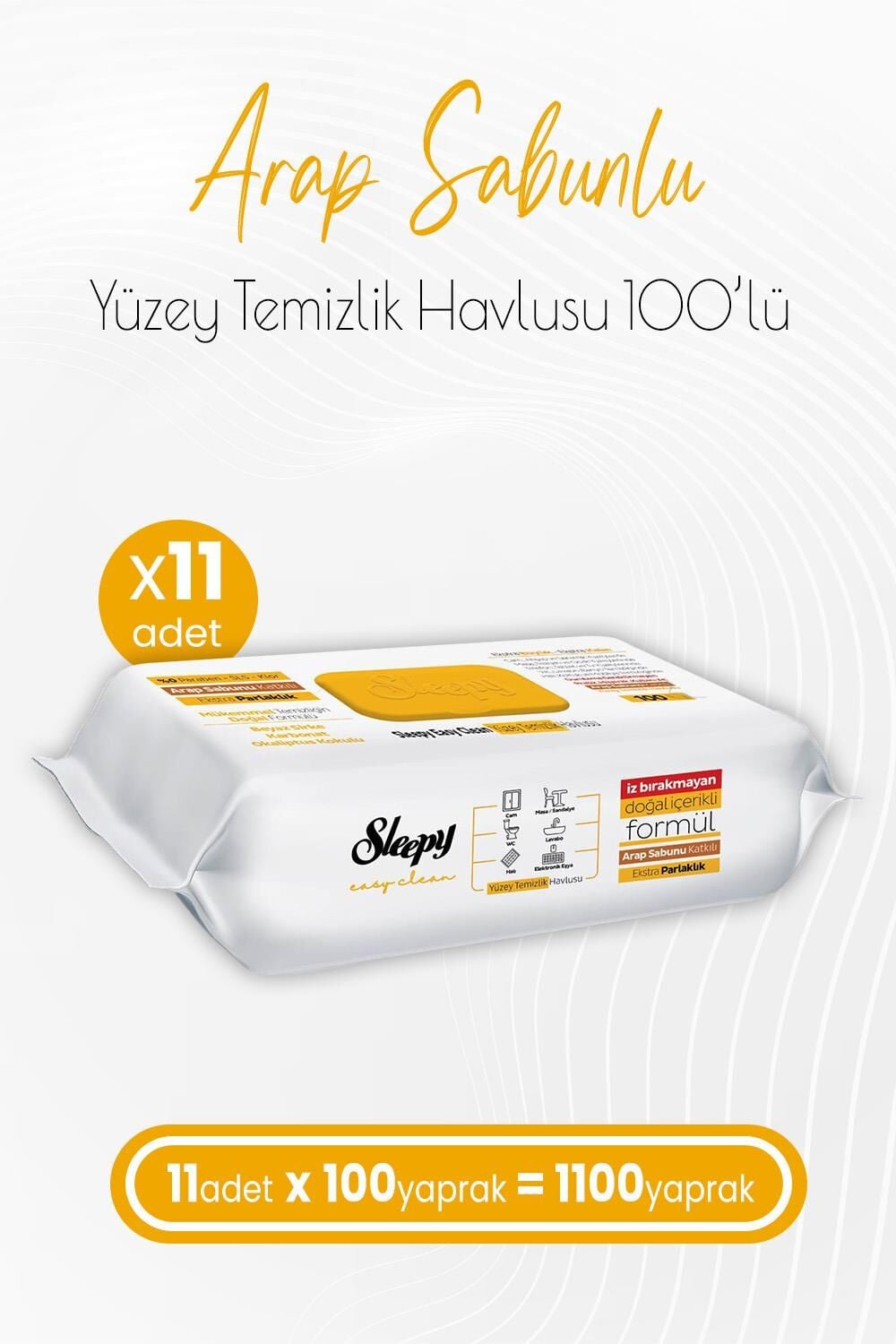 Sleepy Easy Clean Arap Sabunu Katkılı Yüzey Temizlik Havlusu 100 x 11 Adet (1100 Yaprak)