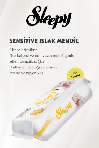 Sleepy 6 Adet Sensitive Islak Mendil 90'lı,Bebek Örtüsü 10'lu ve ROSIE