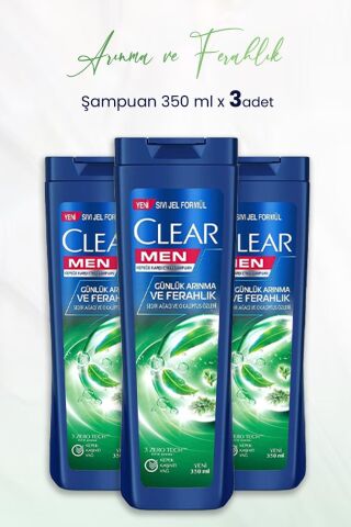 Clear Men Şampuan Günlük Arınma ve Ferahlık 350 ml x 3 Adet