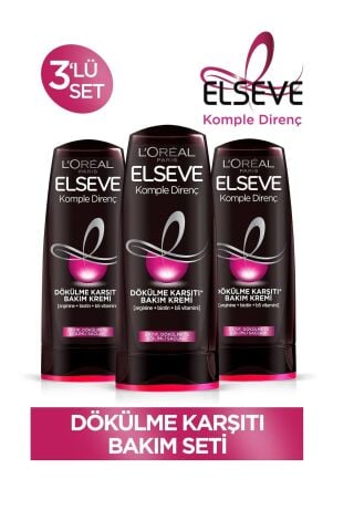 Elseve Loreal Komple Direnç Dökülme Karşıtı Saç Bakım Kremi 390 ml X 3 Adet