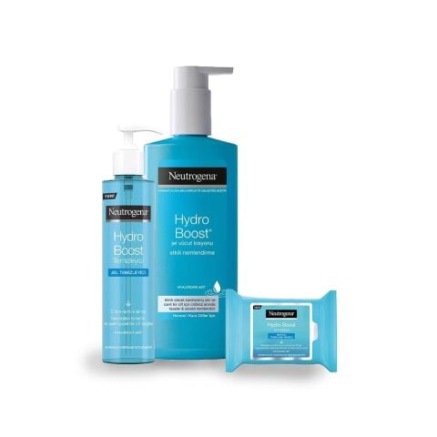 Neutrogena Hydro Boost Water Gel Temizleyici, Makyaj Temizleme Mendili ve Vücut Losyonu