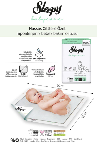 Sleepy 6 Adet Doğal Zeytinyağlı Ve Pamuklu Islak Mendil 50'li, Bebek Örtüsü 10'lu ve ROSIE