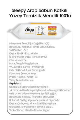 Sleepy Arap Sabun Katkılı Yüzey Mendili 100'lü X 4 ve Rosie pamuk