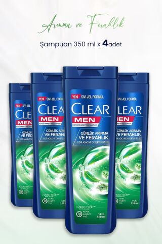 Clear Men Şampuan Günlük Arınma ve Ferahlık 350 ml x 4 Adet