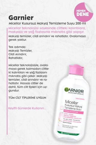 Garnier Micellar Kusursuz Makyaj Temizleme Suyu 200 ml