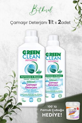Green Clean Sensıtıve Kokusuz Çamaşır Deterjanı 1 L x 2 Adet ve Hediyeli