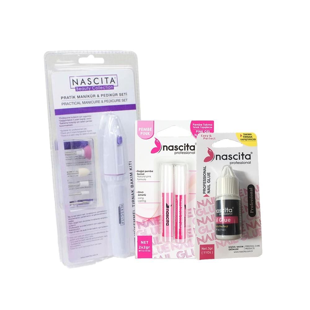 Nascita Pembe Takma Tırnak Yapıştırıcısı, Tırnak Yapıştırıcısı ve Manikür & Pedikür Seti